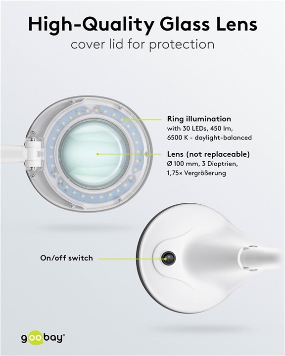 Actual product image Goobay LED stand magnifier lamp, 6 W (60366)