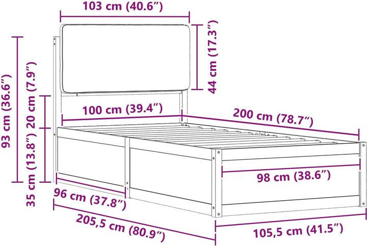 Image du produit vidaXL Moderner Bettrahmen (100 x 200 cm)