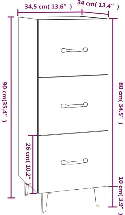 Image du produit vidaXL Sideboard (34.50 x 34.50 x 90 cm)