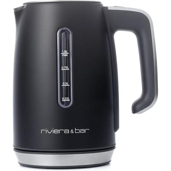 Riviera & Bar riviera&bar LILA Wasserkocher Stainless Steel 1L Black, Bollitore, Nero