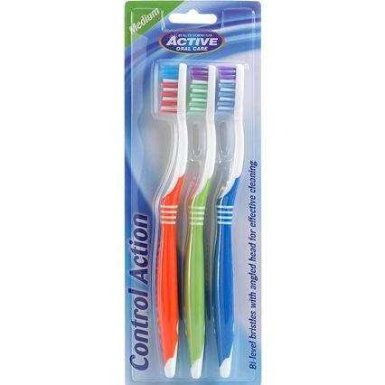 Beauty Formulas, Handzahnbürste, Active Oral Care - Control Action Toothbrushes Medium 3 Pcs. (3 x)