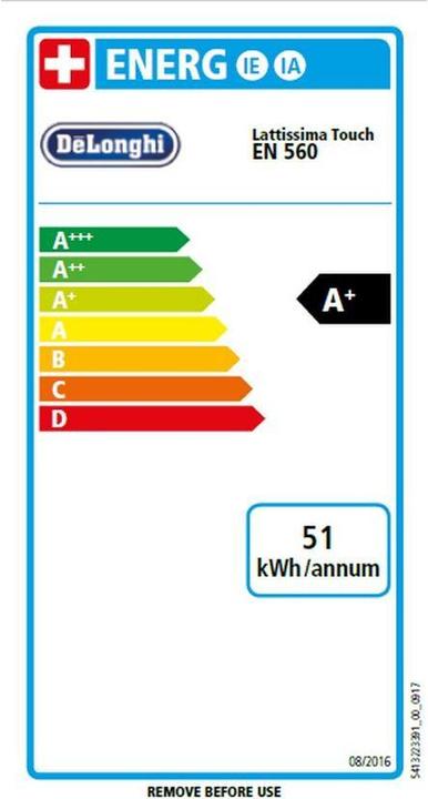Energie-Label De'Longhi Lattissima Touch (NESPRESSO Original)