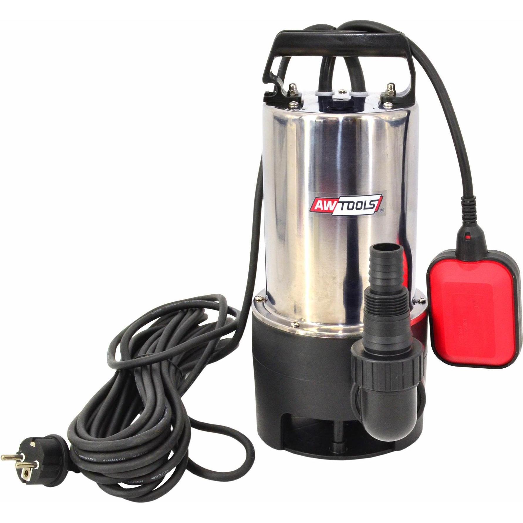 Awtools, Pompa da giardino, Edelstahl-Schmutzwasserpumpe mit Schwimmer, 1100 W (Pompa per acque cariche)
