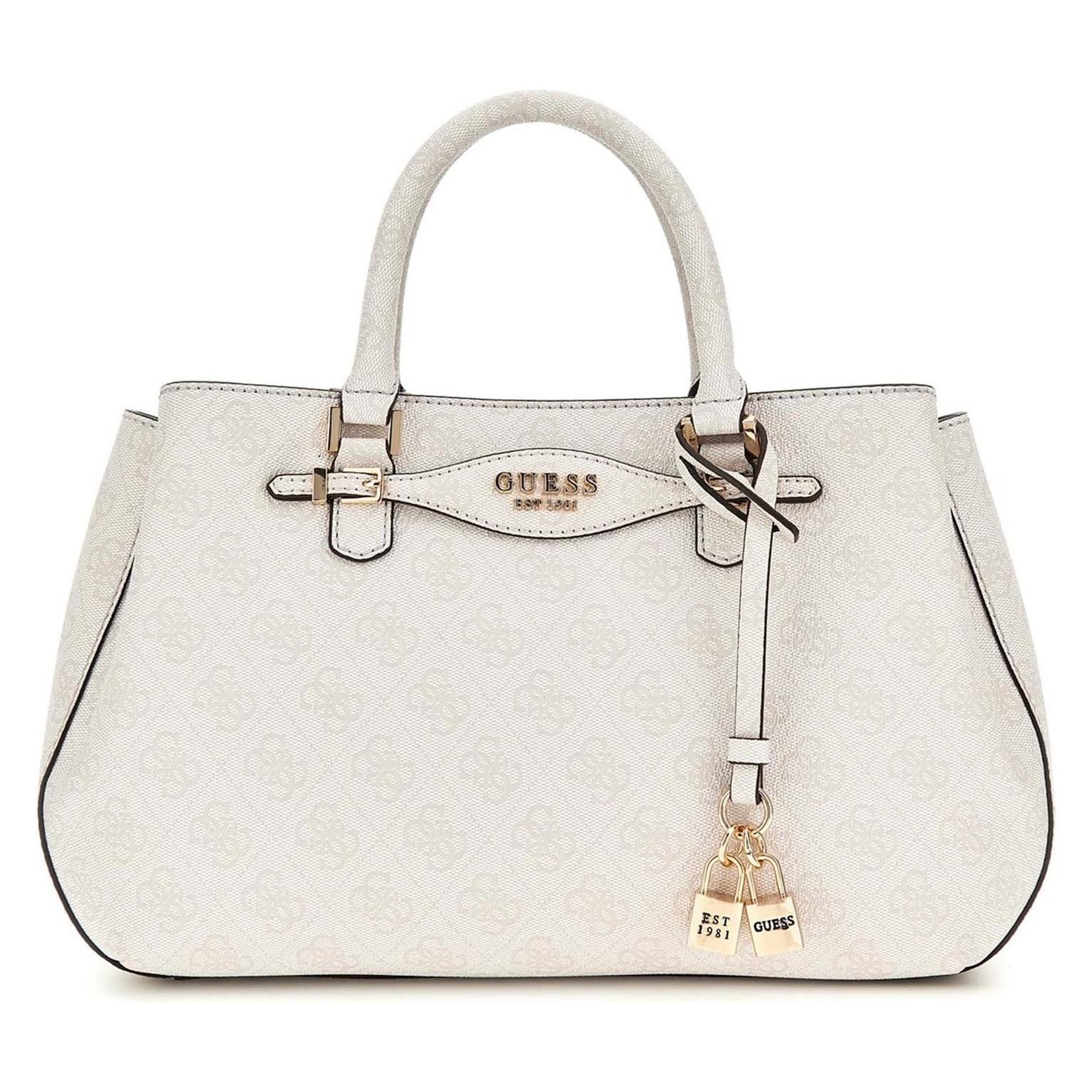 Guess, Damen, Handtasche, Katya Girlfriend Satchel, Grau, Weiss