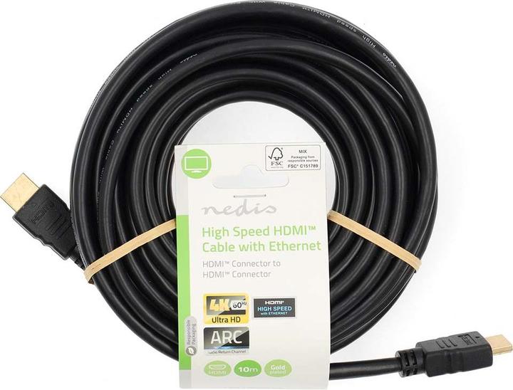 Actual product image Nedis High Speed HDMI ™ Cable with Ethernet | HDMI™ Plug | HDMI™ Plug | 4K@60Hz | ARC | 18 Gb (10 m)