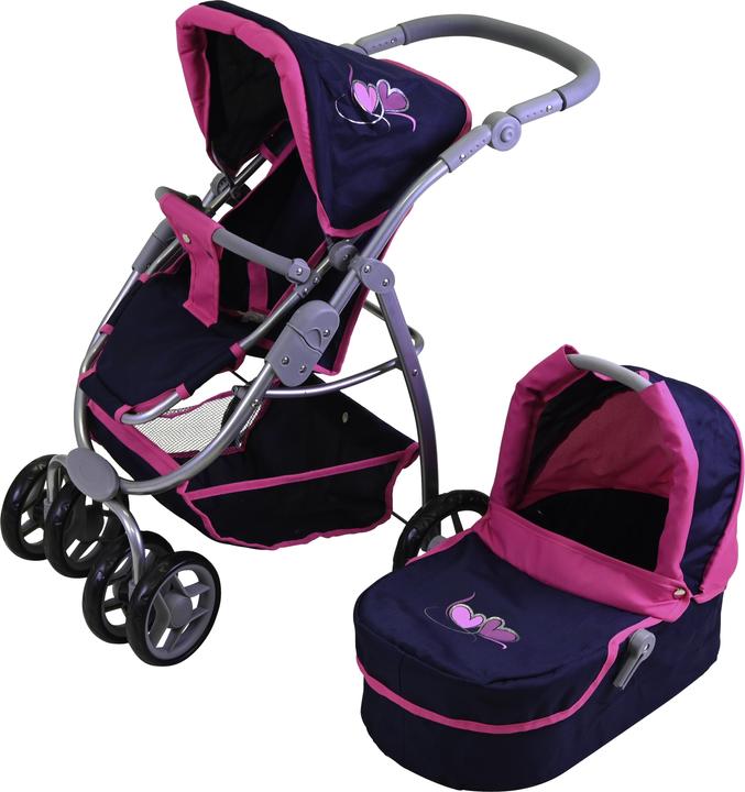 Produktbild Knorrtoys Puppenwagen Coco - flying hearts blue pink