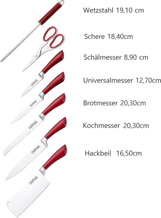 Image du produit Cheffinger Set de 8 couteaux professionnels