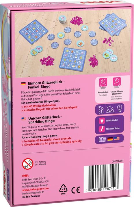 Image du produit Haba Einhorn Glitzerglück Funkel-Bingo (Allemand, 2 - 4 Joueur)