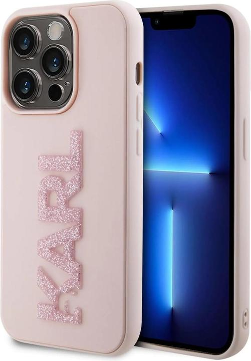 Actual product image Karl Lagerfeld KLHCP15X3DMBKCP iPhone 15 Pro Max 6.7" różowy/pink hardcase 3D Rubber Glitter Logo (Apple iPhone 15 Pro Max)