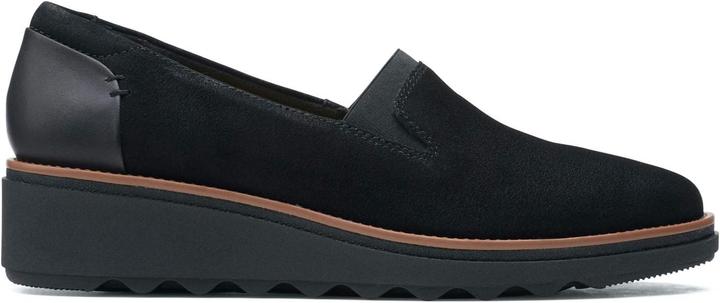 Clarks Sharon Dolly Slipper voor dames, Zwart suède met donkerbruine rand, 40 EU (40)
