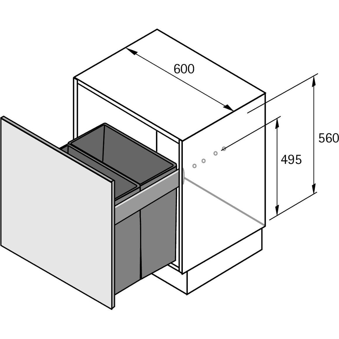 Thumbnail - Hettich Wäschekorbauszug AvanTech YOU Pull Laundry 600, Besteckkasten, Silber