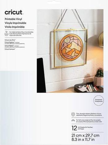 Produktbild Cricut Vinylfolie Joy Xtra bedruckbar A4, 12 Stück, Transparent