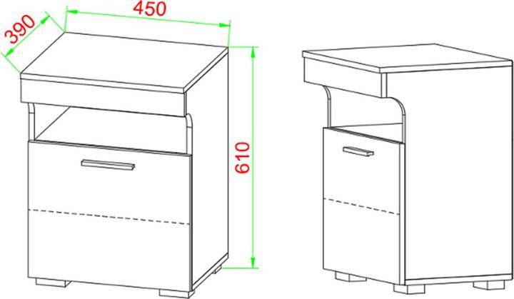 Image du produit VCM Table de nuit Table d'appoint Porte pivotante Console Boxspring Table de nuit Slepal M (45 x 39 x 61 cm)
