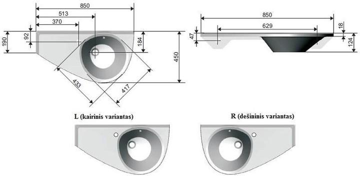 Actual product image Ravak Rain washbasin Avocado, R 85 cm with overflow (450 mm, 850 mm)