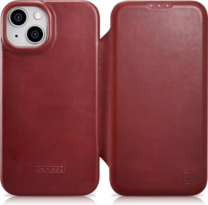 Image du produit iCarer CE Oil Wax Premium Leather Folio Case iPhone 14 Plus Magnetic Flip Leather Folio Case MagSafe (Apple iPhone 14 Plus)