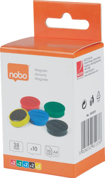 Actual product image Nobo Magnet round 38mm 1915311 ass. 10 piece (10 x)