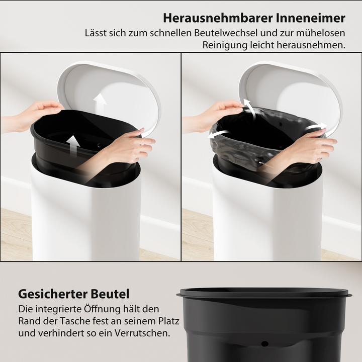 Produktbild Homcom Mülleimer Metall, Kunststoff Weiss (12 l)