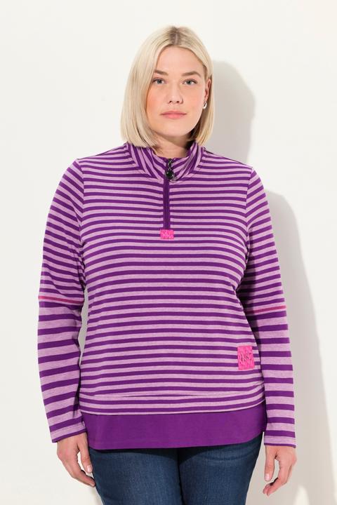 Image du produit Ulla Popken T-shirt à manches longues et col camionneur, coupe Classic Fit, jeu de rayures (50, 52)