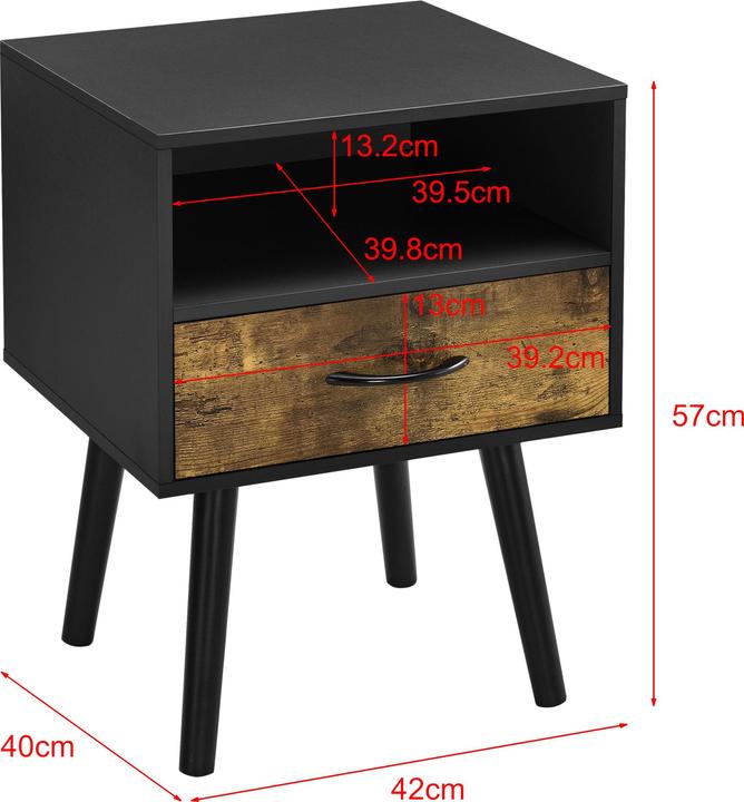 Image du produit En.Casa Table d'appoint Gävle Lot de 2 Noir/Ton bois foncé