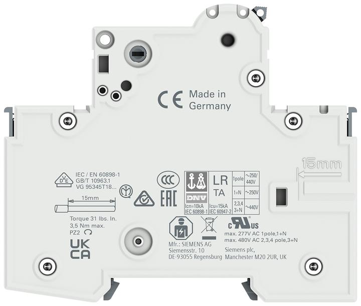 Produktbild Siemens Sicherungsautomat 1-polig 16A Typ C