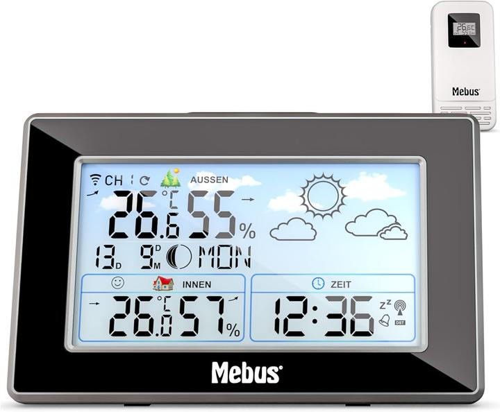 Image du produit Mebus Station météo avec capteur extérieur et horloge radio 40917