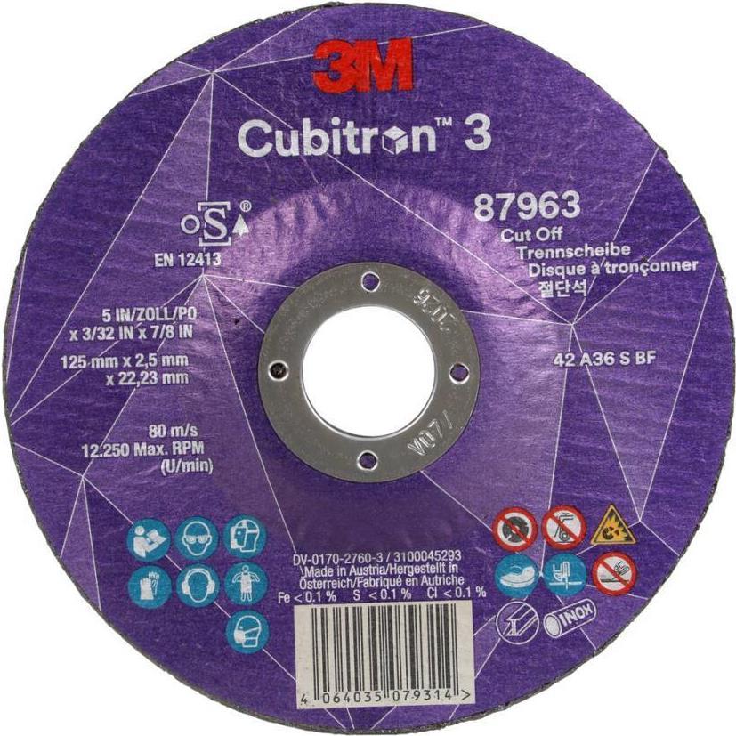 3M, Sägeblatt, Trennscheibe Cubitron III 87963 36+ T42 125x2,5x22,2m gekröpft VE=25 (Pack mit 25 St)