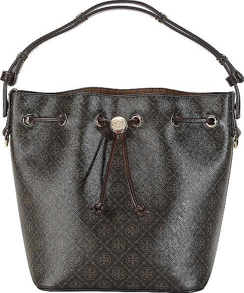 Actual product image Tory Burch monogram printed cotton bucket bag