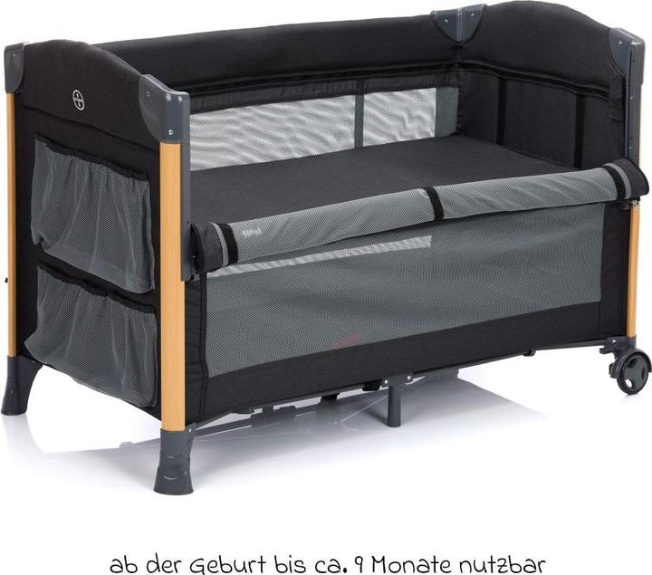 Image du produit Fillikid Lit d'appoint de voyage Cadiz noir avec finition bois (60 x 120 cm)