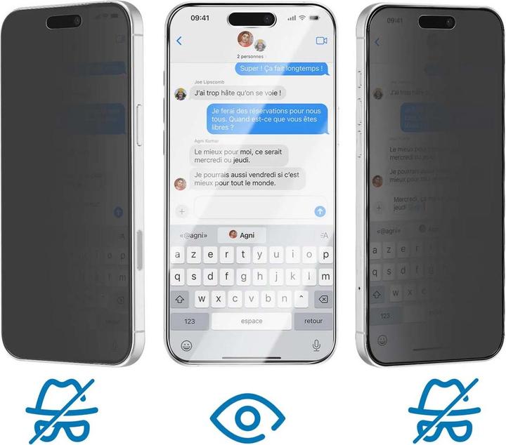 Actual product image Crong Hardened privacy glass iPhone 16/15 (1 pcs., Apple iPhone 15, Apple iPhone 16)