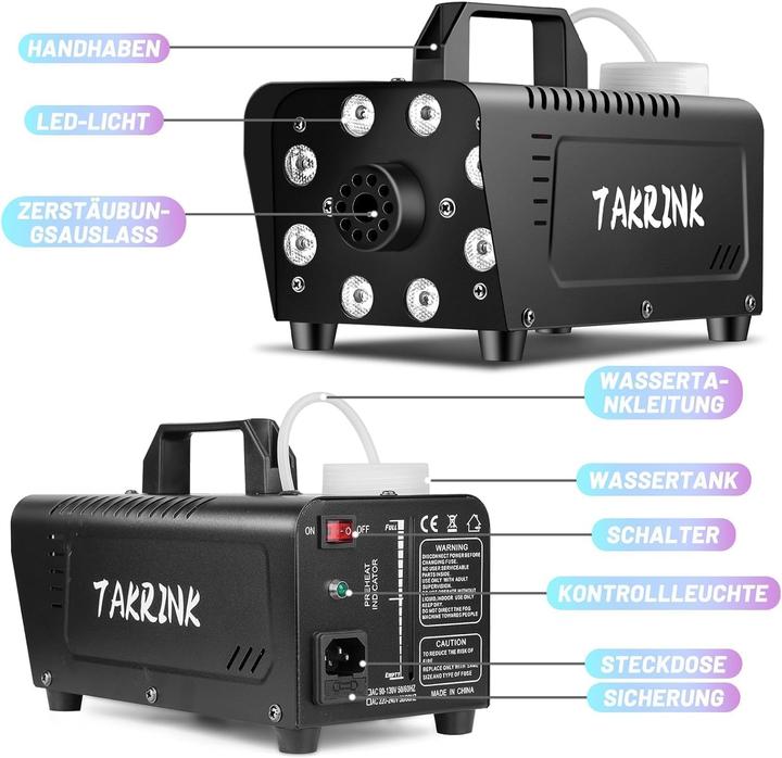 Image du produit Takrink Nebelmaschine mit RGB Lichteffekt und Fernbedienung