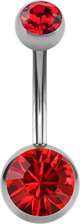 Actual product image Star Piercing Banane High Polished mit zwei Swarovski Kristallkugeln rot (without brass, Surgical steel 316L)