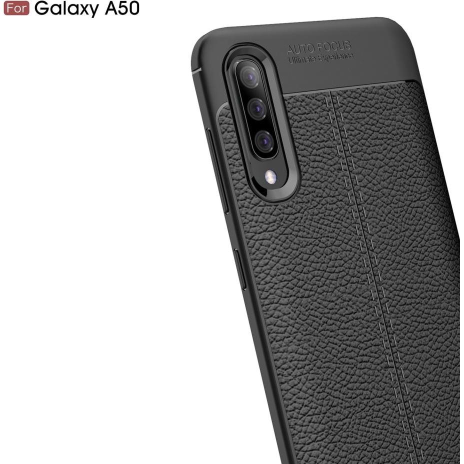 Thumbnail - Screenguard Samsung Galaxy A50 Hülle Leather Design TPU Cover (Samsung Galaxy A50), Smartphone Hülle, Schwarz