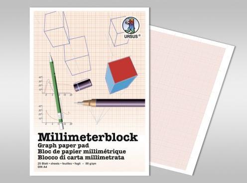 Produktbild Ursus Milimeterpapier 80 g/m², A4, 25 Blatt, Papierformat: A4 (80 g/m², 25x)