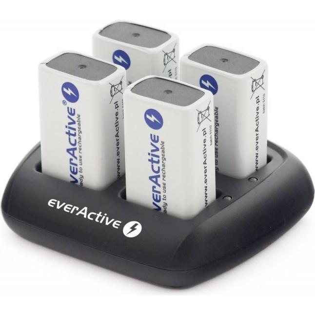 Everactive NC109 battery charger AC (1 Stk., 9V Block, Ladegerät inkl. Akku), Akku Ladegerät