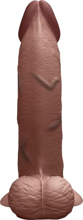 Actual product image Earthly Body Slipskin Realistic Silicone Dildo 10 Inch Curved Brown