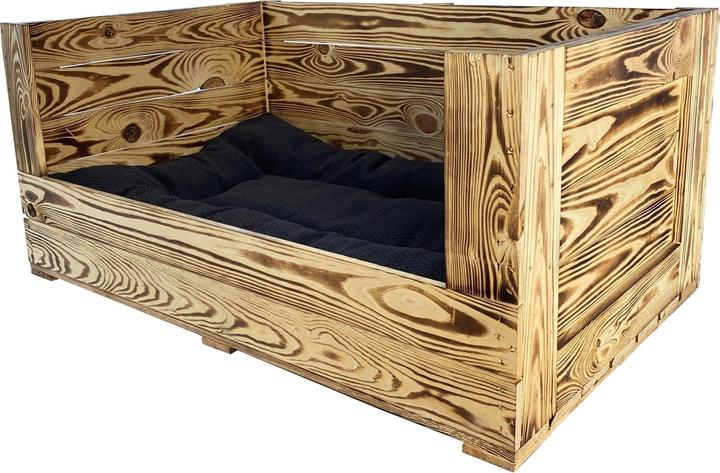 Holz Zollhaus Hunde-Sofa Vintage geflammt, 90 x 57 x 42 cm (Hund)