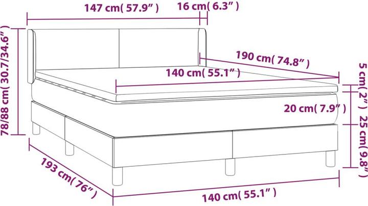 Actual product image vidaXL Boxspringbett (140 x 190 cm)
