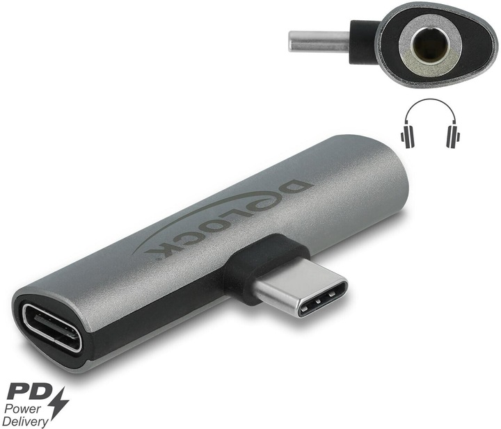 Image du produit Delock USB Type-C vers prise jack et USB Type-C (USB Type C, Prise de 3,5 mm)