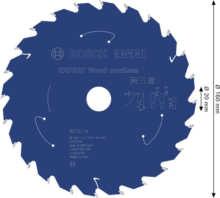 Produktbild Bosch Professional Zubehör EXPERT Wood Kreissägeblatt, 160x20 mm, T24