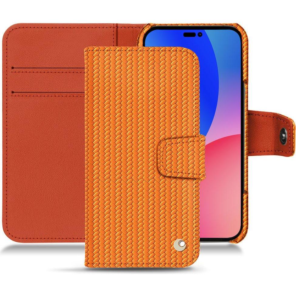 Noreve Lederschutzhülle Wallet (Apple iPhone 14 Pro Max), Smartphone Hülle, Orange