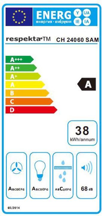 Energie-Label Respekta VENT HOOD, schwarz (Wandhaube)