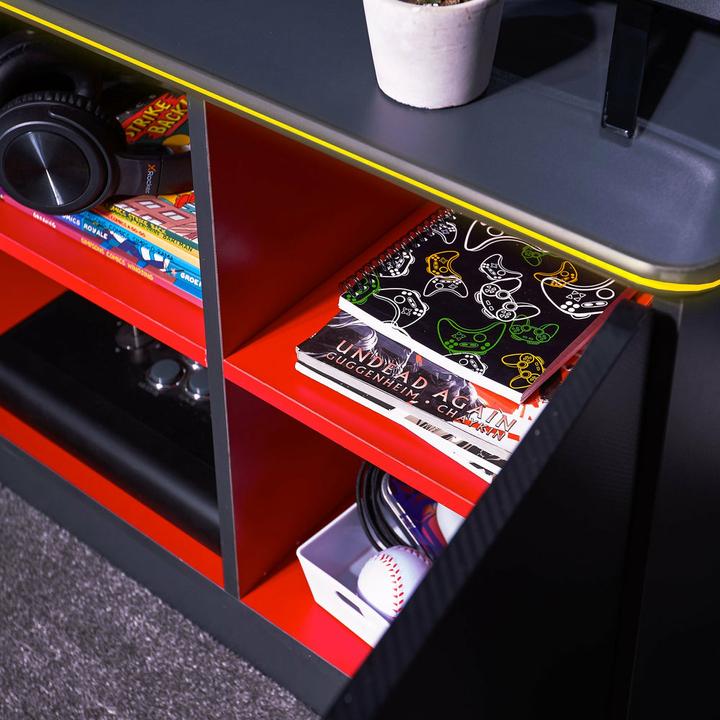 Actual product image X Rocker Carbon-Tek gaming TV board with LED lighting - grey/red