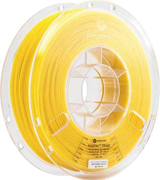 Produktbild Polymaker PolyFlex TPU95 V2 - Yellow - 1.75mm (TPU, 1.75 mm, 750 g, Gelb)