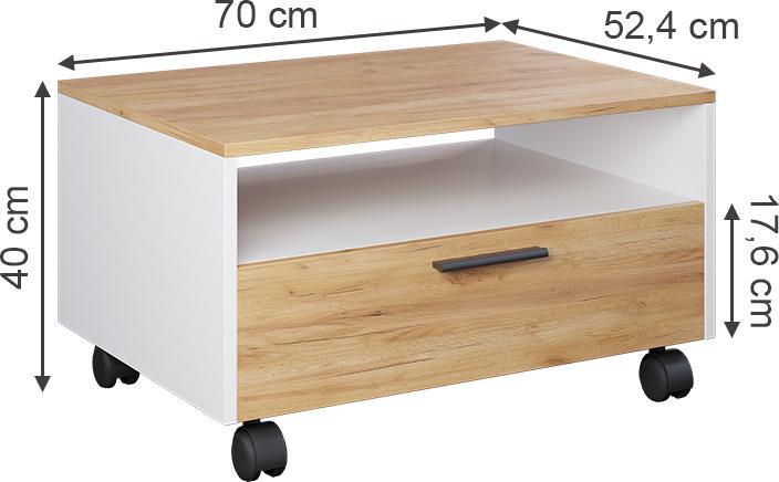 Actual product image Vicco Couchtisch Bibo, Weiss/Goldkraft Eiche, 70 x 52.4 cm