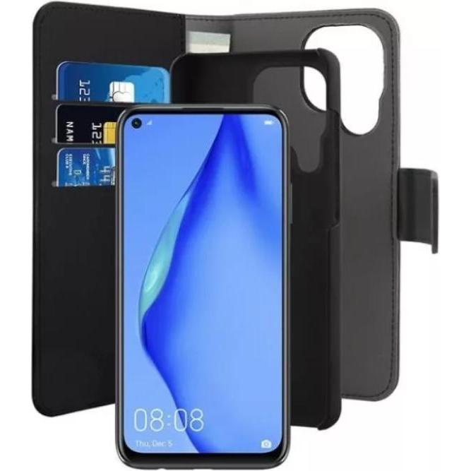 Puro Brieftasche - Hülle für Huawei P40 Lite, schwarz (Huawei P40 Lite), Smartphone Hülle, Schwarz