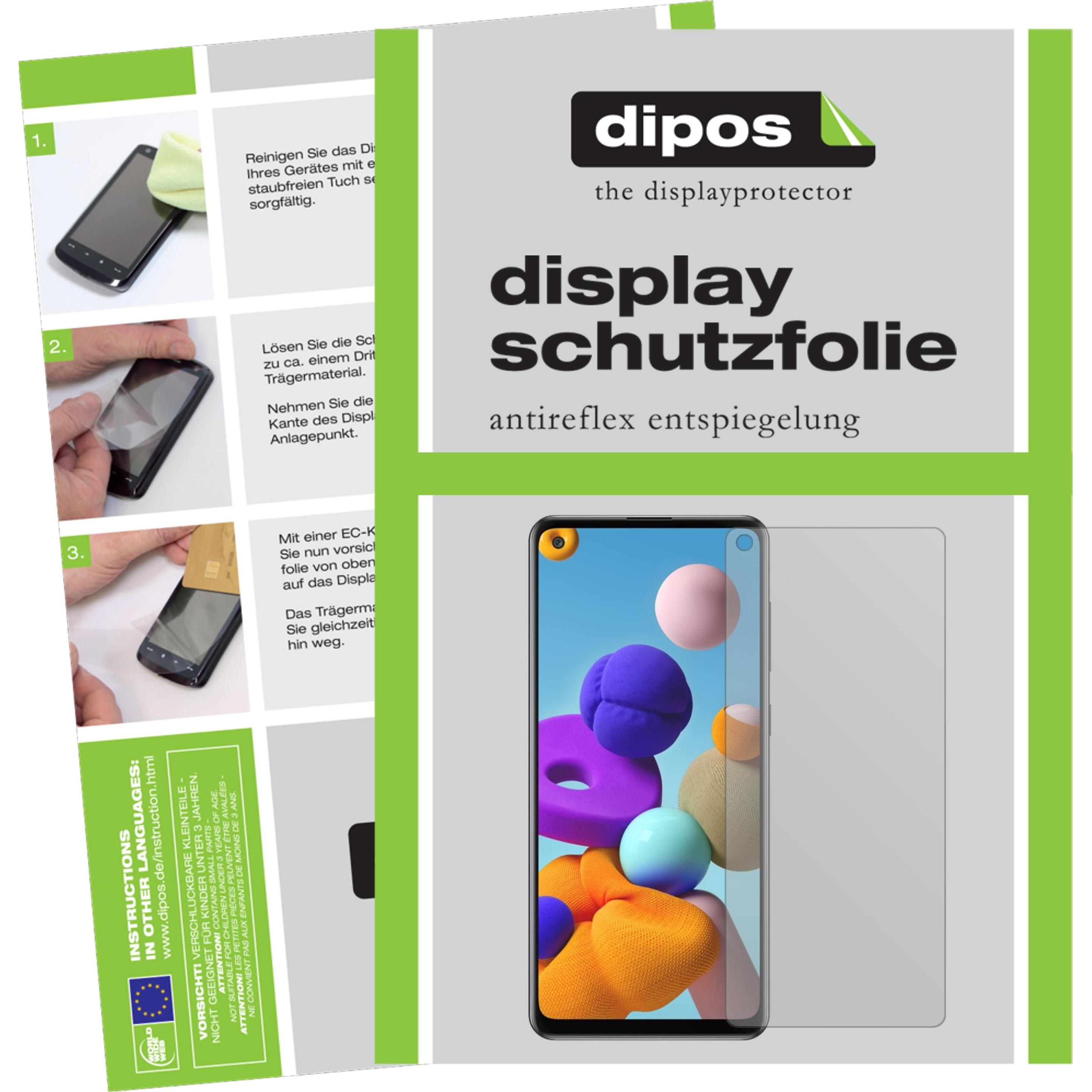 Dipos Displayschutzfolie Antireflex (4 Stück, Samsung Galaxy A21s), Smartphone Schutzfolie, Transparent