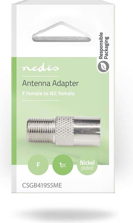 Image du produit Nedis Satellite & Antenna Adapter F Female IEC (Coax) Female Nickel Plated 75 Ohm Straight Metal Sil