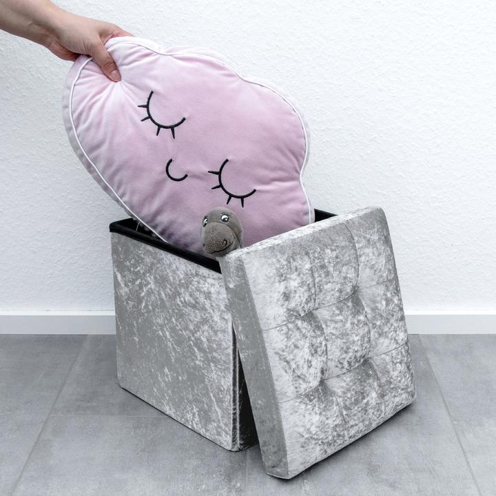 Image du produit Intirilife Siège cube velours bleu-gris
