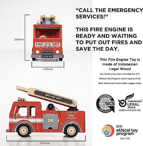 Actual product image Le Toy Van Fire department car set