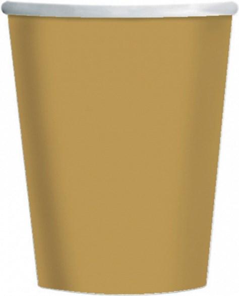 Actual product image Amscan 8 cardboard cups 250ml gold (8x)
